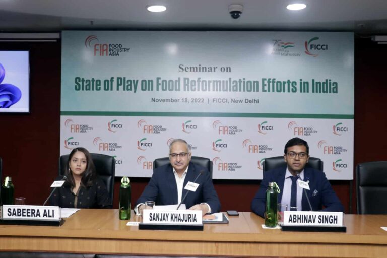 During Seminar on Status of Food Product Reformulation efforts in India along with Mr. Sanjay Khajuria, Director- Corporate & Legal Affairs, Nestle India and Ms. Sabeera Ali, FIA, Singapore